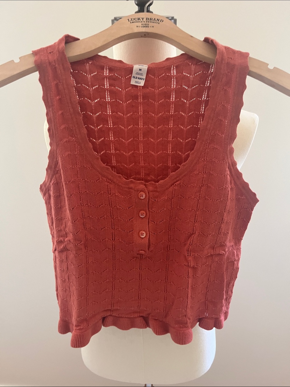 Old Navy Rust Button-Front Knit Scoop Tank